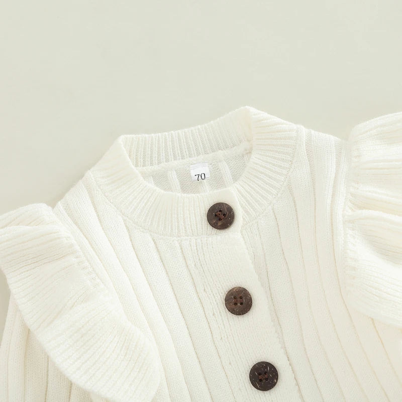 Lioraitiin 0-18M Baby Girl’s Knitted Long Sleeve Jumpsuit Fashion