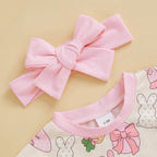 Lioraitiin 0-18M Baby Girl Easter Outfit Short Sleeve Crew Neck