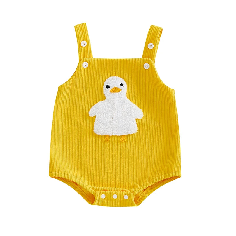 Lioraitiin Newborn Baby Boys Girls Easter Romper Sleeveless Fuzzy