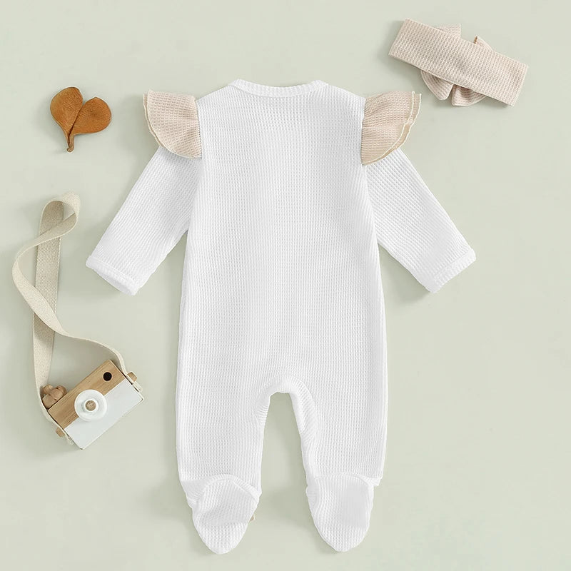 Lioraitiin Baby Girls Outfit, Long Sleeve Crew Neck Frills Zipped