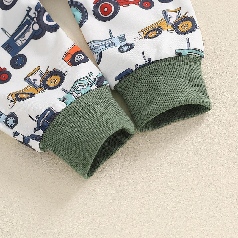 Lioraitiin Baby Boy 2Pcs Farm Outfits Long Sleeve Tractor Print