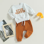 Lioraitiin 0-3Years Baby Boy Girl 2Pcs Outfit Letter Print Long
