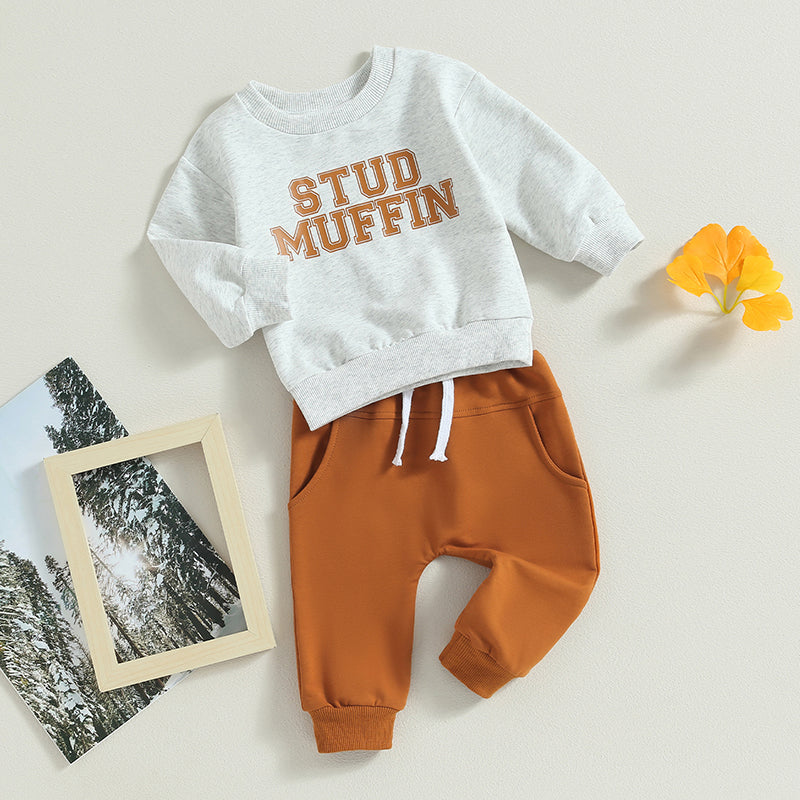 Lioraitiin 0-3Years Baby Boy Girl 2Pcs Outfit Letter Print Long