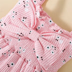 Lioraitiin Newborn Baby Ribbed Jumpsuit Baby Girls Sleeveless Flower