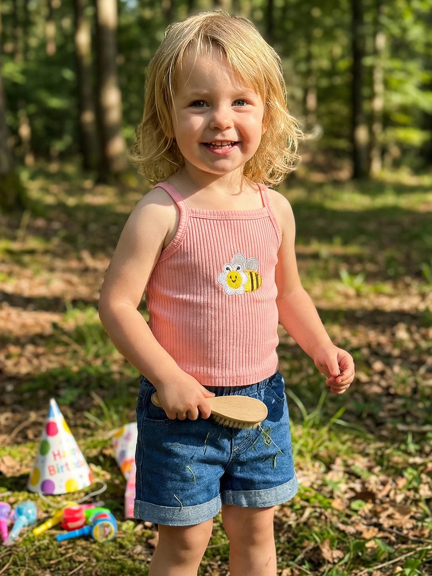 Lioraitiin Toddler Baby Girls Outfit Fashionable Cute Bee Embroidery