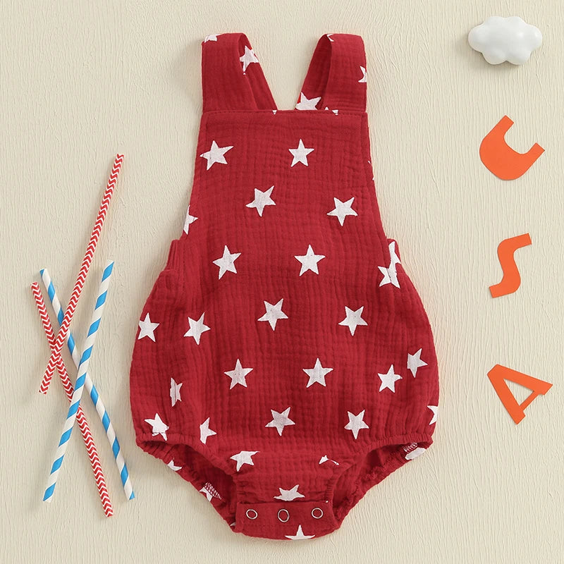 Lioraitiin Baby Girls Boys Romper Sleeveless Stars Print Bodysuit