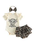 Lioraitiin Infant Girl Baby Outfit Crew Neck Ruffle Short Sleeve Bull