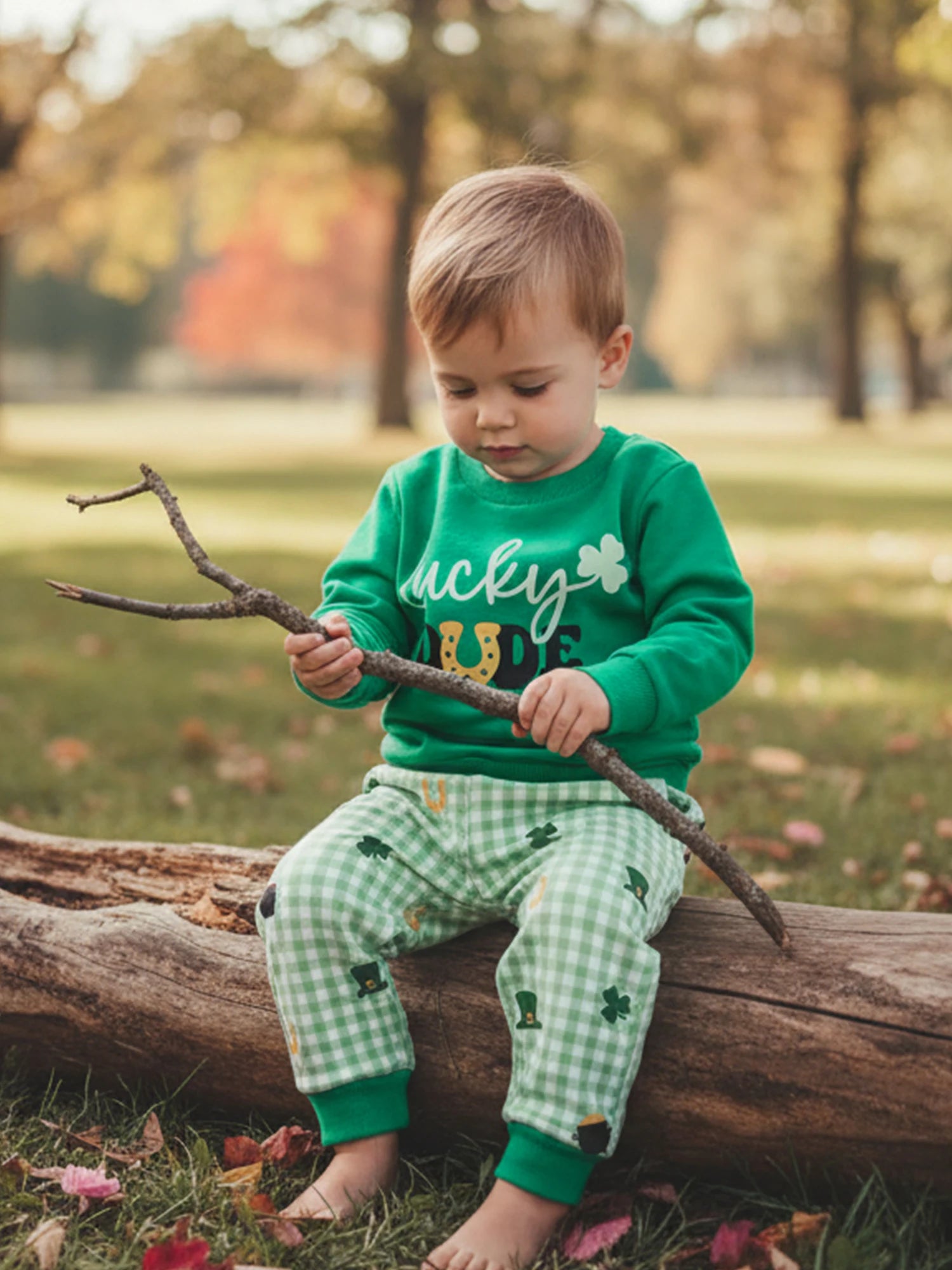 Lioraitiin Toddler Baby Girls Outfits Shamrock Letter Print Crew Neck