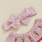 Lioraitiin Toddler Girls Easter Dress Rabbit Carrot Embroidery Short