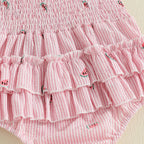 Baby Girl Romper Loose Fit Bow Design Watermelon Print Striped