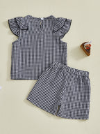 Lioraitiin Toddler Baby Girls Plaid Outfit Fashionable Cute Flying