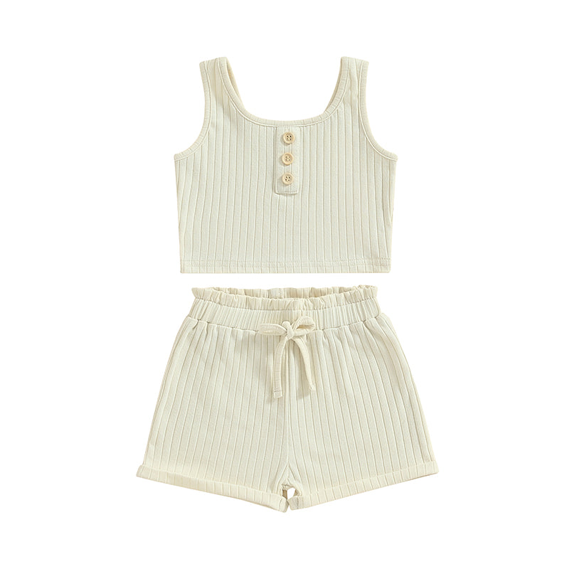 Lioraitiin 0-8Years Kid Girls 2Pcs Pants Suit Sleeveless Knitting