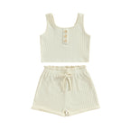 Lioraitiin 0-8Years Kid Girls 2Pcs Pants Suit Sleeveless Knitting