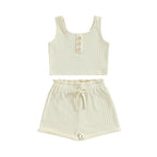Lioraitiin 0-8Years Kid Girls 2Pcs Pants Suit Sleeveless Knitting