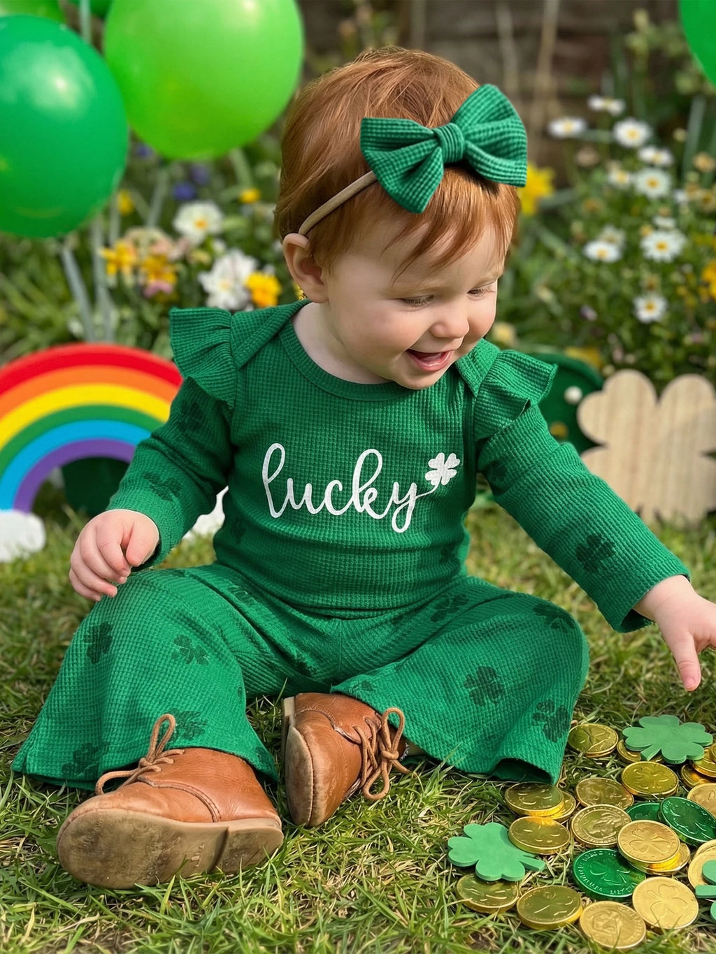 Lioraitiin Baby Girls Irish Day Outfits Long Sleeve O Neck Letter