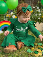 Lioraitiin Baby Girls Irish Day Outfits Long Sleeve O Neck Letter