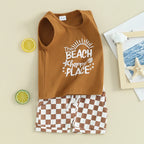 Lioraitiin Toddler Boys Outfits Letter Car Print Sleeveless Tank Tops