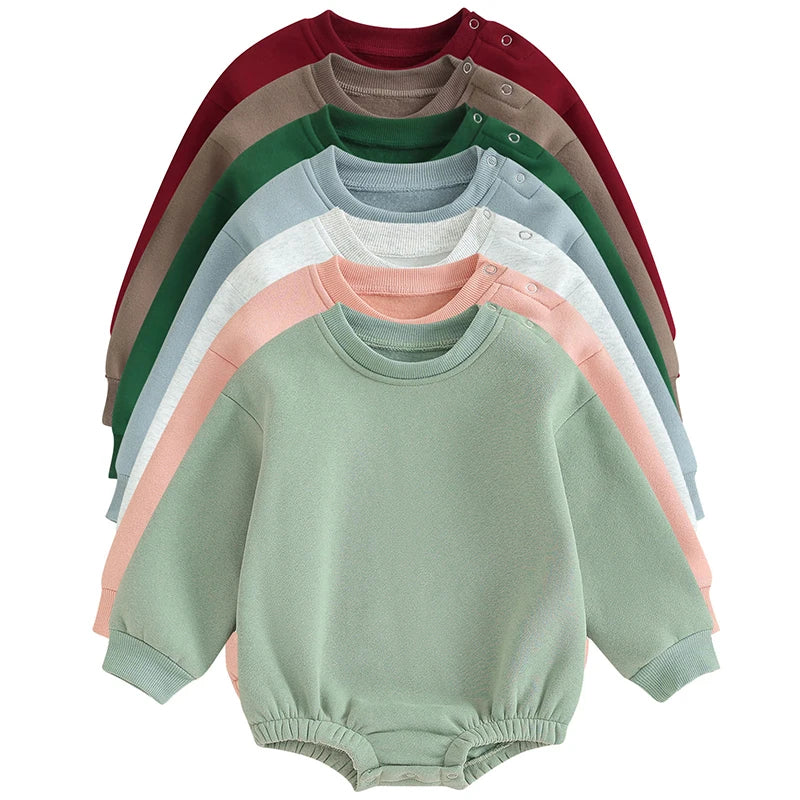 Lioraitiin 0-18M Newborn Baby Boy Girl Outfits Fleece Solid Color