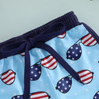Lioraitiin Toddler Boy 4th of July Swim Trunks with Drawstring Ice