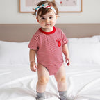 Lioraitiin Newborn Baby Girls Romper Lobster Stripe Pattern Short