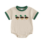 Lioraitiin Newborn Baby Boys Girls Romper Short Sleeve Crew Neck Duck