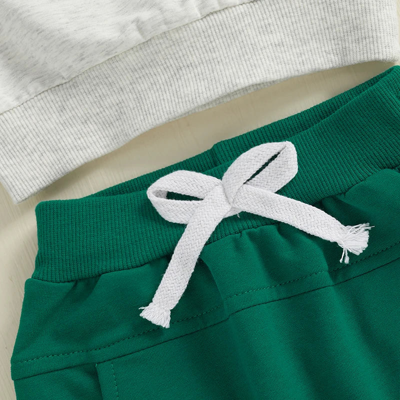Toddler Baby Boys Outfits Four Leaf Clover Letter Long Sleeve Crew
