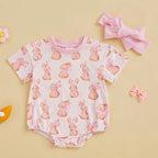 Lioraitiin 0-18M Baby Girl Easter Outfit Short Sleeve Crew Neck