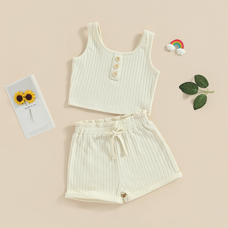 Lioraitiin 0-8Years Kid Girls 2Pcs Pants Suit Sleeveless Knitting