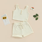 Lioraitiin 0-8Years Kid Girls 2Pcs Pants Suit Sleeveless Knitting