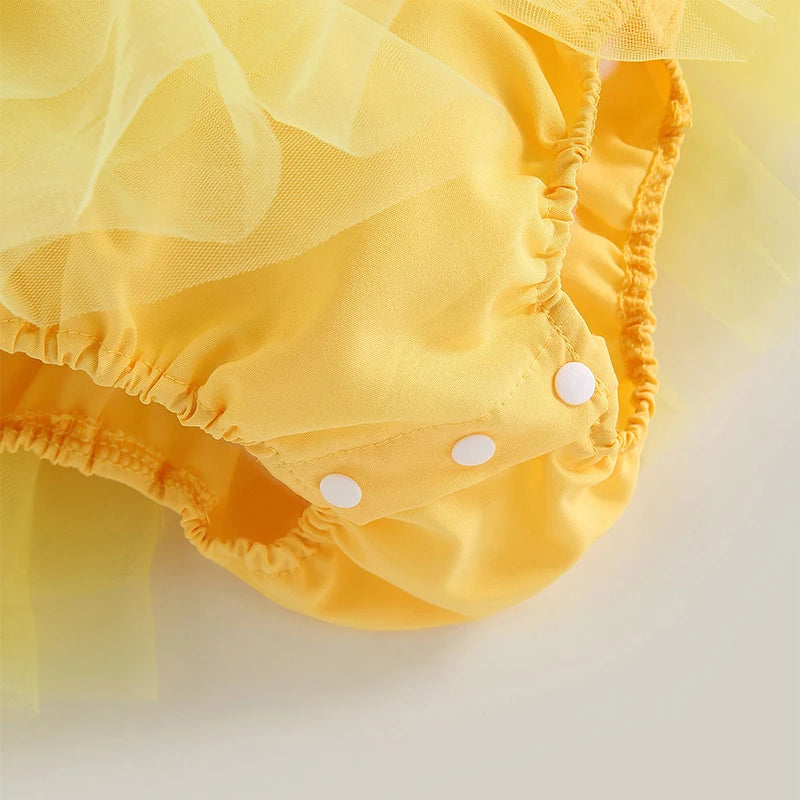 Lioraitiin 0-24M Baby Girl Bodysuit Ruffle Sleeveless Patchwork Dress