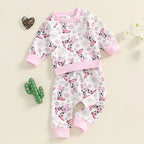 Lioraitiin Baby Girls 2Pcs Outfit, Flower Boots Print Long Sleeve
