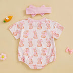 Lioraitiin 0-18M Baby Girl Easter Outfit Short Sleeve Crew Neck