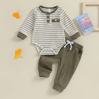 Lioraitiin 0-18M Newborn Baby Boy Girl Waffle Knit Striped Romper