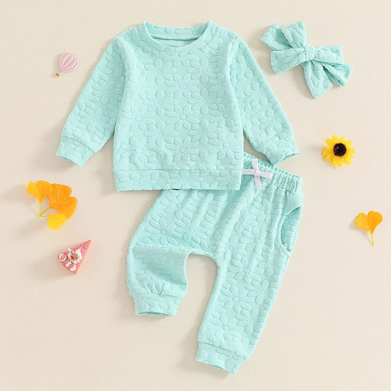 Lioraitiin Toddler Girl Outfit Daisy Embroidery Long Sleeve