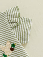 Lioraitiin Baby Girl Outfit Animal Embroidered Striped Crew Neck