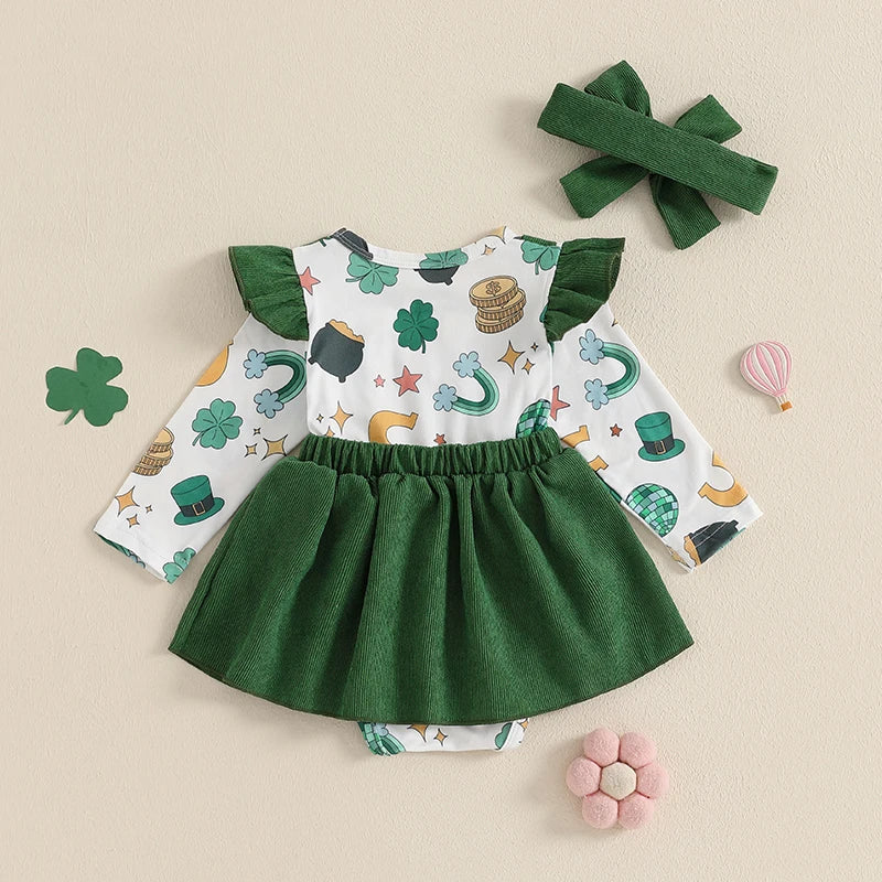 Lioraitiin Newborn Baby Girl St. Patrick's Day Outfit Long Sleeve
