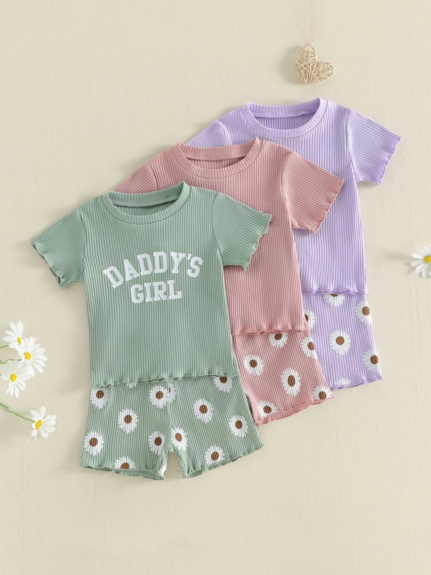 2Pcs Toddler Baby Girls Outfits Short Sleeve Crew Neck Letters Print