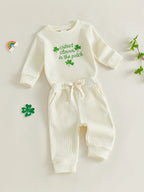 Lioraitiin Baby Girls Outfits Long Sleeve Shamrock Embroidery Romper