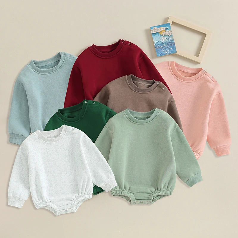 Lioraitiin 0-18M Newborn Baby Boy Girl Outfits Fleece Solid Color