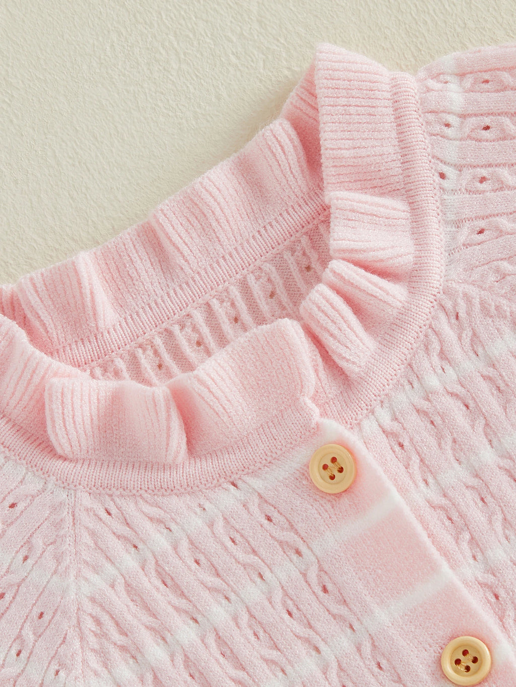Lioraitiin Newborn Baby Girl Knit Romper Ruffle Trim Short Sleeve