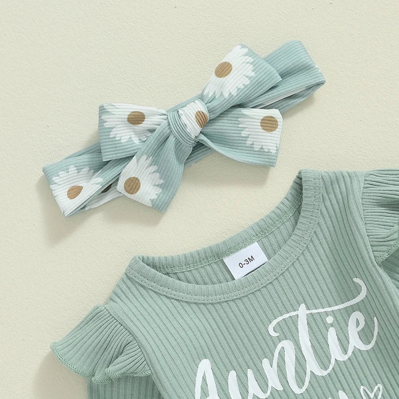 Lioraitiin 0-18M Baby Girls Outfits Letter Print Long Sleeve Romper