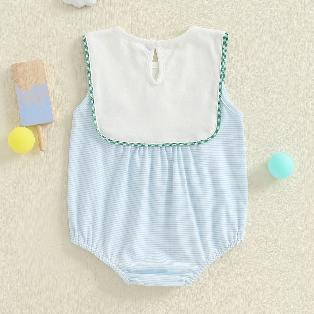 Lioraitiin Baby Boy Romper Sleeveless Crew Neck Striped Bodysuit for