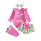 Baby Girl Easter Outfit, Long Sleeve Letters Romper with Eggs Print