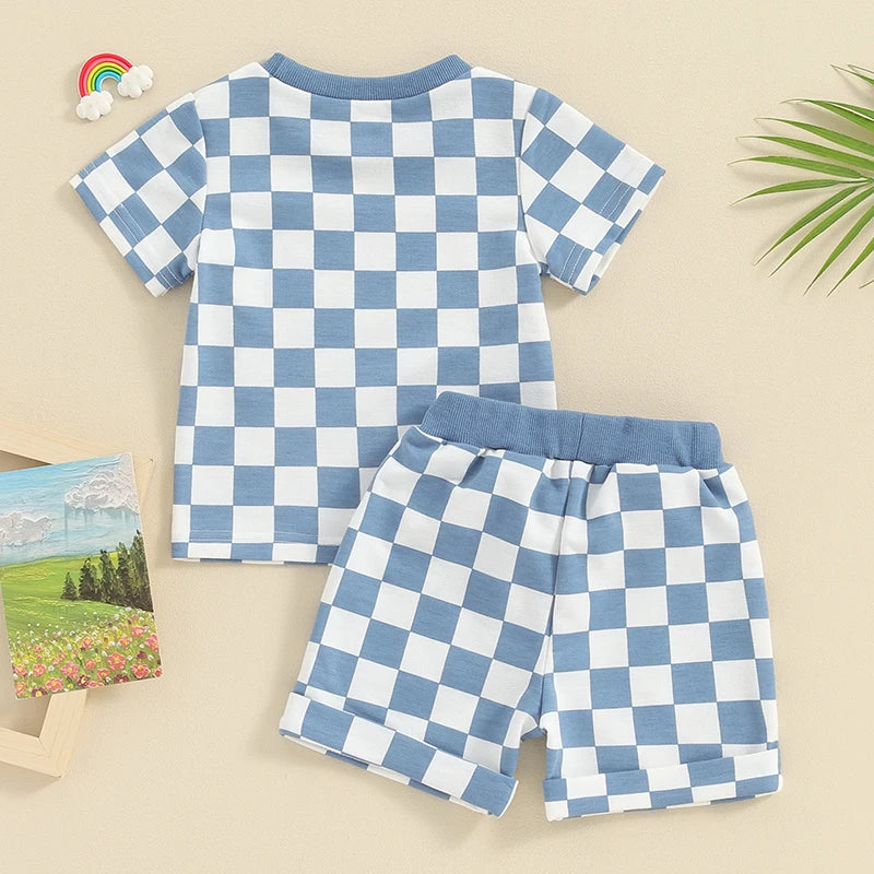 Lioraitiin 0-3Y Toddler Baby Girl Short Outfit Checkered Plaid Short