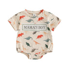Lioraitiin Baby Boy Dinosaur Romper Letter Embroidery Short Sleeve