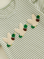 Lioraitiin Baby Girl Outfit Animal Embroidered Striped Crew Neck