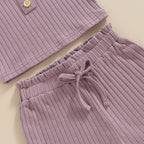 Lioraitiin 0-8Years Kid Girls 2Pcs Pants Suit Sleeveless Knitting