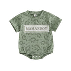 Lioraitiin Baby Boy Dinosaur Romper Letter Embroidery Short Sleeve