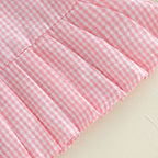 Lioraitiin Toddler Girl A Line Dress Plaid Print Lapel Short Sleeves