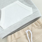 Lioraitiin Toddler Baby 2Pcs Outfits Short Sleeve Waffle Knit Pocket